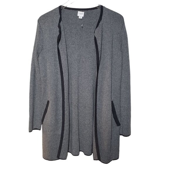 J Crew Factory Vanessa Sweater Jacket Herringbone Gray Open Cardigan Womens XS - Picture 1 of 9